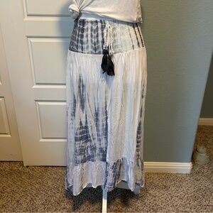 Blue Island Blue and White Tie-Dye Beachy Maxi Skirt - S